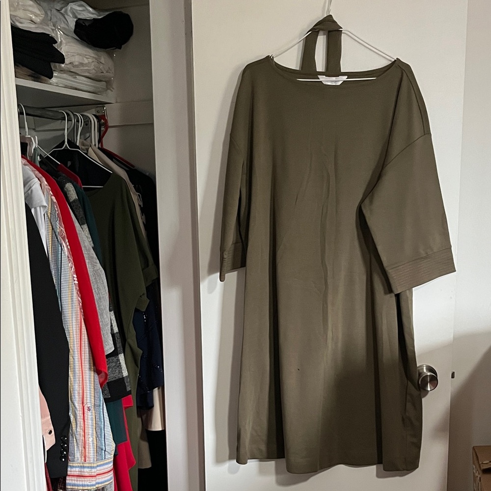 Addition Elle Khaki Long Sleeve Dress